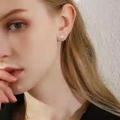 零界 液态金属 灵动幻彩 冰蓝渐变 蝴蝶清冷风法式三件套 合金 耳钉 男女同款情侣款