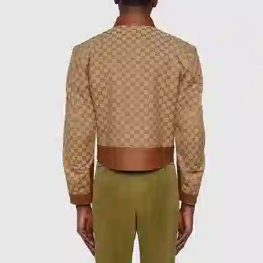 Gucci Logo Print Jacket Brown
