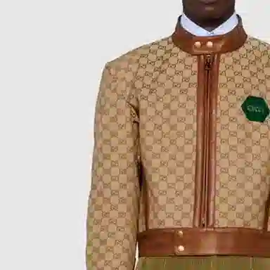 Gucci Logo Print Jacket Brown