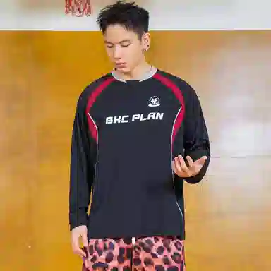 BKCXZICE Letter Patch Basketball Long Sleeve Tee