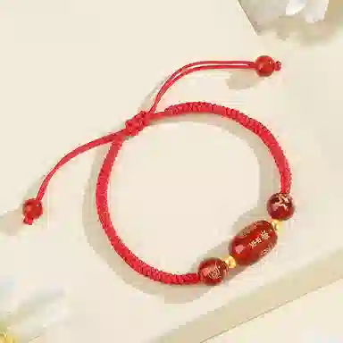 中国珠宝 转运珠红绳 新中式国潮精致优雅时尚简约百搭小众设计感本命年手工 玛瑙 玉石手链 女款