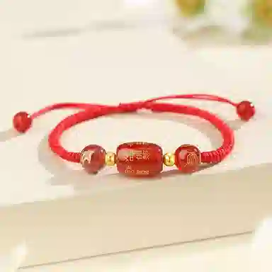 中国珠宝 转运珠红绳 新中式国潮精致优雅时尚简约百搭小众设计感本命年手工 玛瑙 玉石手链 女款