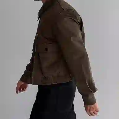 我是大卫 美式纯色翻领加绒加厚欧美风短款夹克外套 男女同款