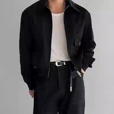 我是大卫 美式纯色翻领加绒加厚欧美风短款夹克外套 男女同款