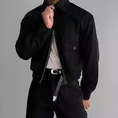 我是大卫 美式纯色翻领加绒加厚欧美风短款夹克外套 男女同款