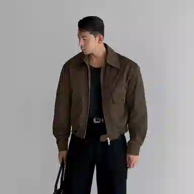 我是大卫 美式纯色翻领加绒加厚欧美风短款夹克外套 男女同款