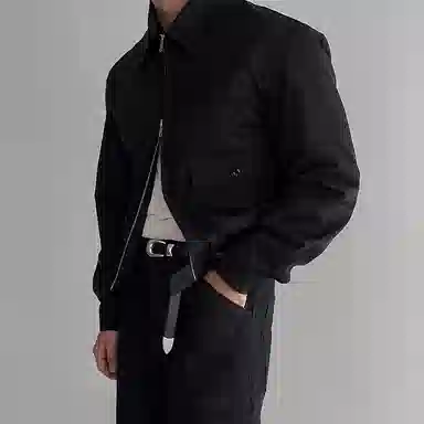 我是大卫 美式纯色翻领加绒加厚欧美风短款夹克外套 男女同款