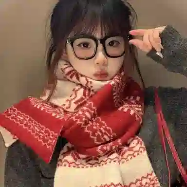 北极绒 费尔岛风复古雪花双面秋冬防寒保暖加厚 绒线围巾 男女同款情侣款