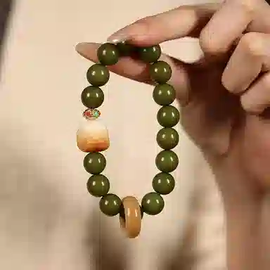 書卓 新国风渐变醒狮绿色文玩绕指柔盘玩佛珠批发 招财貔貅 时尚精致#好运 菩提根 手串 男女同款情侣款