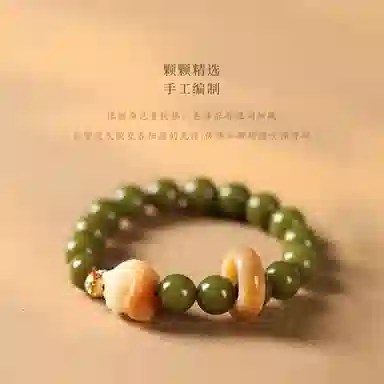 書卓 新国风渐变醒狮绿色文玩绕指柔盘玩佛珠批发 招财貔貅 时尚精致#好运 菩提根 手串 男女同款情侣款