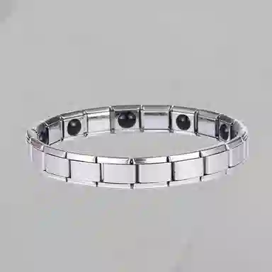 前方大荒野 银色不锈钢防静电健身运动负离子能量防水防滑去除静电休闲日常百搭 合金 手环 男女同款情侣款