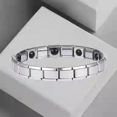 前方大荒野 银色不锈钢防静电健身运动负离子能量防水防滑去除静电休闲日常百搭 合金 手环 男女同款情侣款