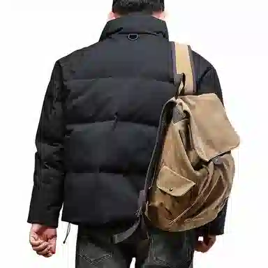 季言 加厚立领纯色羽绒服 男款 黑色