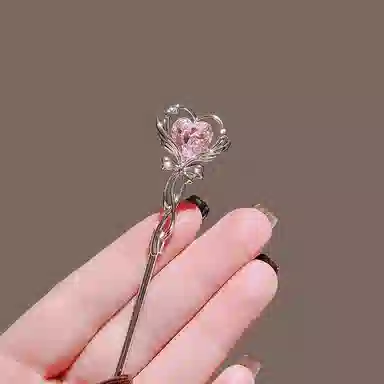 零界 爱心魔法棒簪子新中式少女心甜美梦幻设计感盘发发钗 合金 发簪 女款
