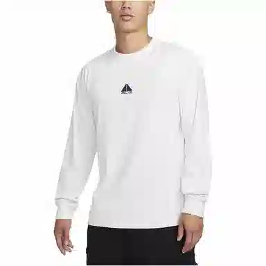 Nike Logo Print Crewneck Long Sleeve Tee White