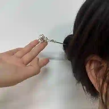 零界 爱心魔法棒簪子新中式少女心甜美梦幻设计感盘发发钗 合金 发簪 女款