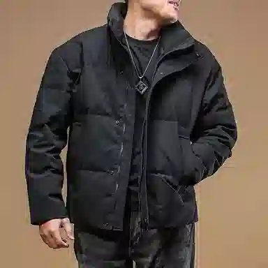 季言 高端鸭绒户外防水立领加厚保暖潮牌羽绒服 男款 黑色