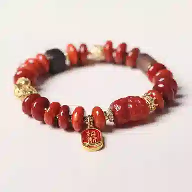 龙弗 【鸿运当头】红红火火顺顺利利前程似锦新春佳节好运饰品成功上岸恭喜发财新中式红色系列国风高级感小众设计 玛瑙 手串 女款