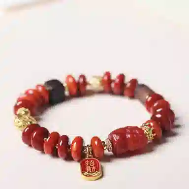龙弗 【鸿运当头】红红火火顺顺利利前程似锦新春佳节好运饰品成功上岸恭喜发财新中式红色系列国风高级感小众设计 玛瑙 手串 女款