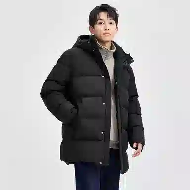 佐丹奴 连帽中长款纯色羽绒服 男款