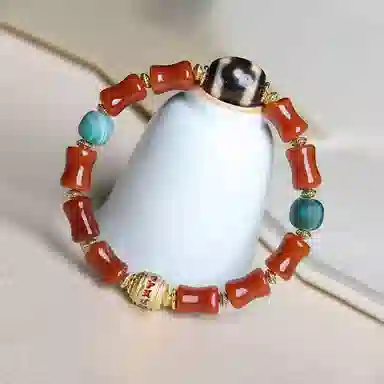 龙弗 【鸿运当头】红红火火顺顺利利前程似锦新春佳节好运饰品成功上岸恭喜发财新中式红色系列国风高级感小众设计 玛瑙 手串 女款