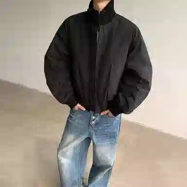 SUNSETMONENT Classic Collar Warm Cotton Jacket Navy