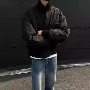 SUNSETMONENT Classic Collar Warm Cotton Jacket Navy