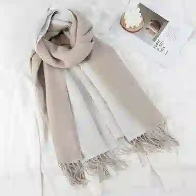 上海故事 秋冬日系奶油风气质保暖双面纯色外搭防寒时尚本命年 聚酯纤维 绒线围巾 女款