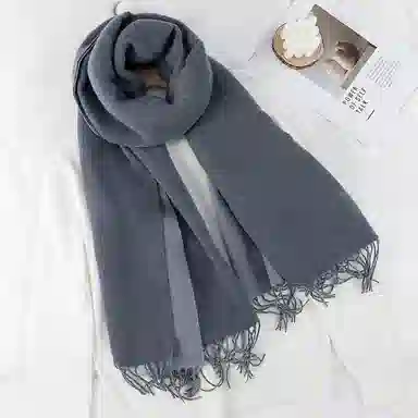 上海故事 秋冬日系奶油风气质保暖双面纯色外搭防寒时尚本命年 聚酯纤维 绒线围巾 女款