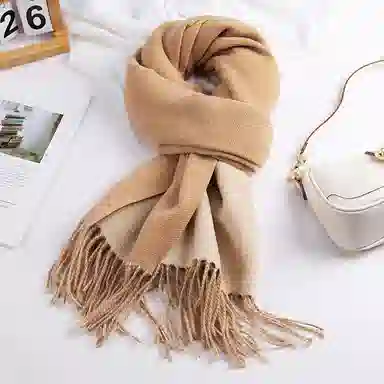 上海故事 秋冬日系奶油风气质保暖双面纯色外搭防寒时尚本命年 聚酯纤维 绒线围巾 女款