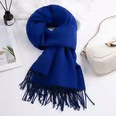 上海故事 秋冬日系奶油风气质保暖双面纯色外搭防寒时尚本命年 聚酯纤维 绒线围巾 女款