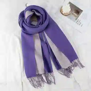 上海故事 秋冬日系奶油风气质保暖双面纯色外搭防寒时尚本命年 聚酯纤维 绒线围巾 女款