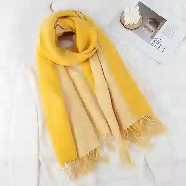 上海故事 秋冬日系奶油风气质保暖双面纯色外搭防寒时尚本命年 聚酯纤维 绒线围巾 女款