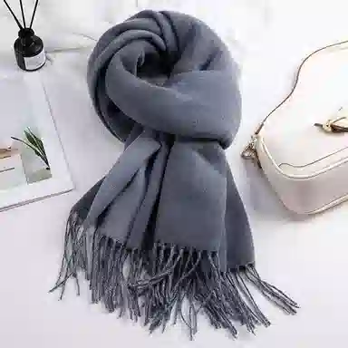 上海故事 秋冬日系奶油风气质保暖双面纯色外搭防寒时尚本命年 聚酯纤维 绒线围巾 女款