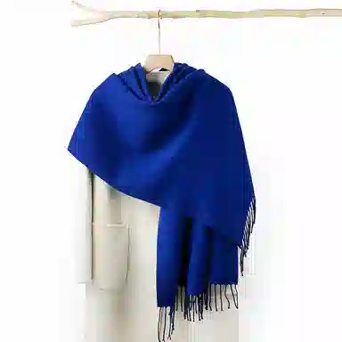 上海故事 秋冬日系奶油风气质保暖双面纯色外搭防寒时尚本命年 聚酯纤维 绒线围巾 女款