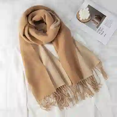 上海故事 秋冬日系奶油风气质保暖双面纯色外搭防寒时尚本命年 聚酯纤维 绒线围巾 女款