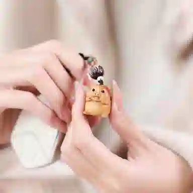 木盛缘 木饰包挂钥匙扣生肖猪萌萌猪 绿檀 把件 男女同款情侣款