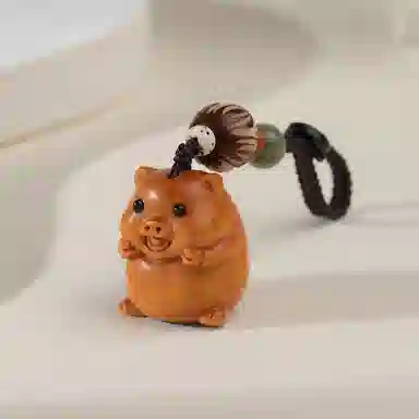 木盛缘 木饰包挂钥匙扣生肖猪萌萌猪 绿檀 把件 男女同款情侣款