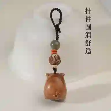 木盛缘 木饰包挂钥匙扣生肖猪萌萌猪 绿檀 把件 男女同款情侣款