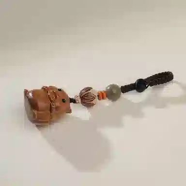 木盛缘 木饰包挂钥匙扣生肖猪萌萌猪 绿檀 把件 男女同款情侣款