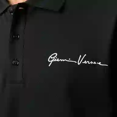 Versace GV Embroidered Polo Black