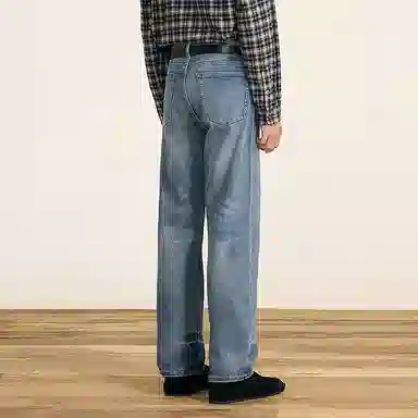 速写 水洗做旧修身锥形日常牛仔裤 男款