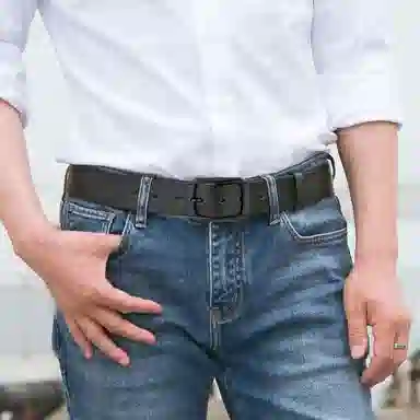 牛当家 针扣真皮腰带头层牛皮青年裤带 皮带 男款