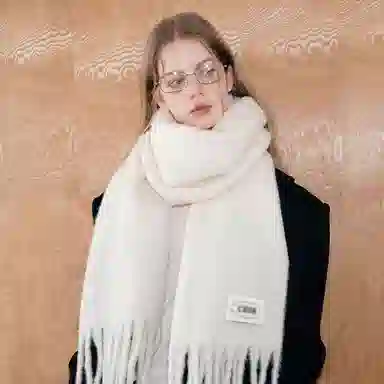 北极绒 秋冬季大版显白软糯简约亲肤两用 羊毛 绒线围巾 男女同款情侣款 冰岛蓝