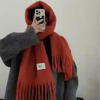 北极绒 秋冬季大版显白软糯简约亲肤两用 羊毛 绒线围巾 男女同款情侣款 冰岛蓝