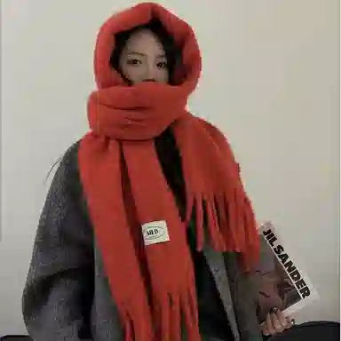 北极绒 秋冬季大版显白软糯简约亲肤两用 羊毛 绒线围巾 男女同款情侣款 冰岛蓝