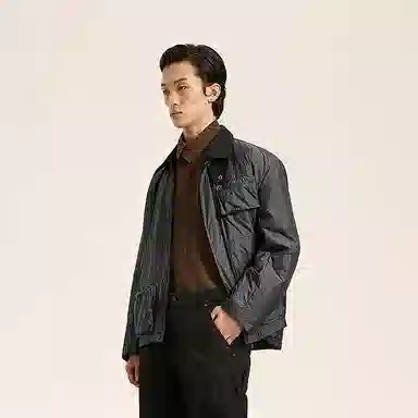 速写 大口袋工装休闲宽松复古翻领短款棉服 男款 本黑