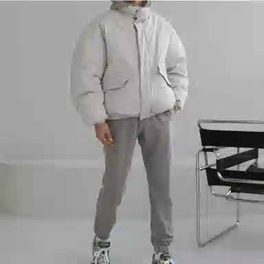 我是大卫 日系简约纯色立领保暖加厚休闲棉服 男女同款