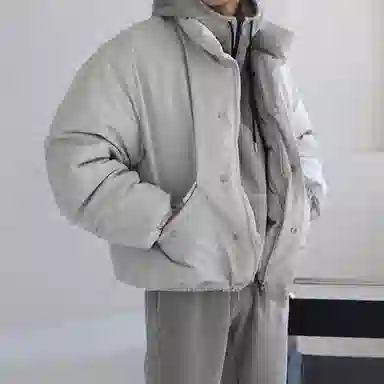 我是大卫 日系简约纯色立领保暖加厚休闲棉服 男女同款