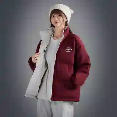 LA'T.WEEKEND Extreme Cold Outdoor 85 White Duck Down Reversible Racing Logo Jacket